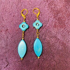 Handmade One-Of-A-Kind Evil Eye Bead & Blue Magnesite Dangling Earrings